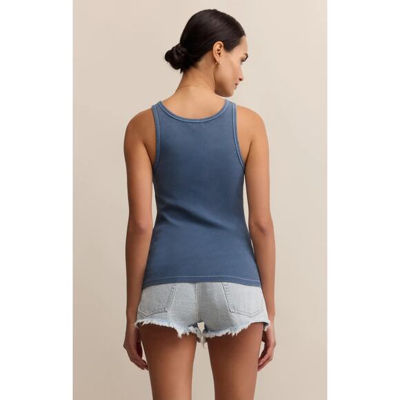 Z Supply Classic Scoop Rib Tank - Vintage Indigo NWT VARIOUS SIZES - Picture 2 of 5